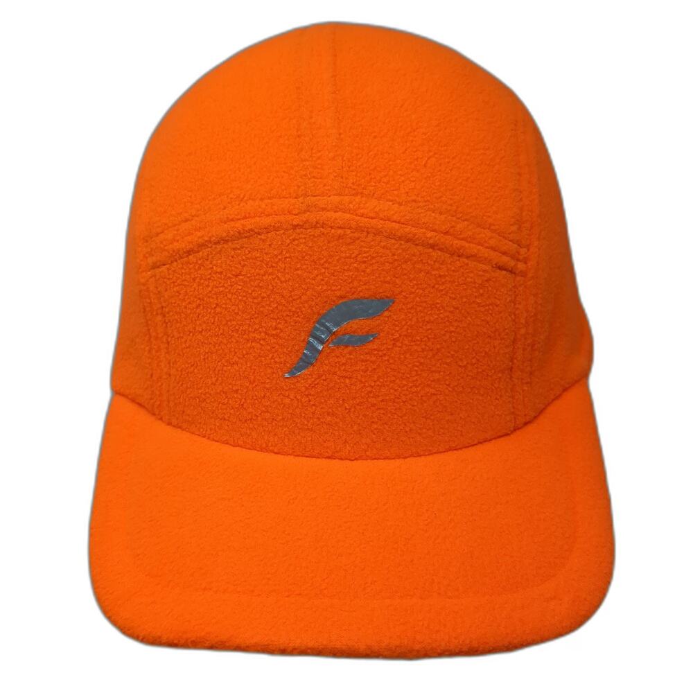 Fethar 5 Panel Orange M Fleece Athletic Reflective Winter Hat Ponytail W/Tags